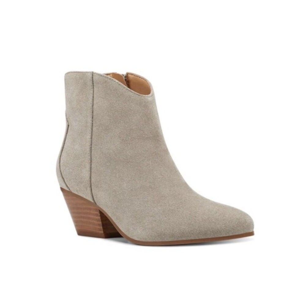 NINE WEST Tristan Womens Elegant Suede Ankle Boot Shoe, Gray, Sz 9M New With Box